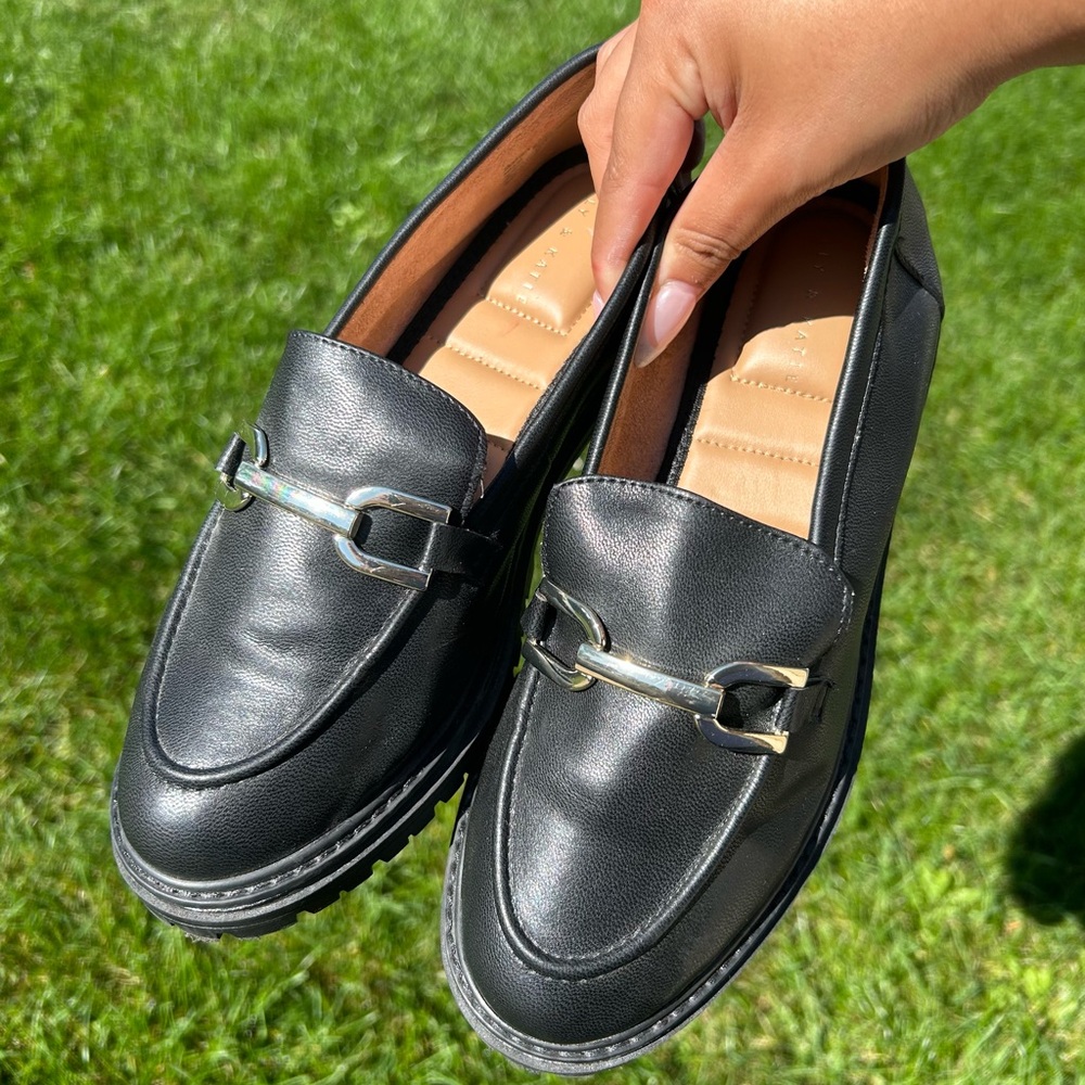 Kelly & Katie Black Loafers with Silver Accent